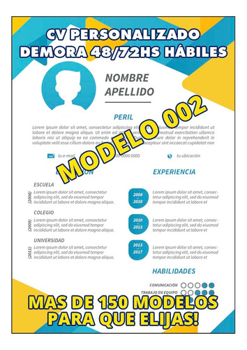 Cv Curriculum Personalizado Profesional + Carta -modelo 002-