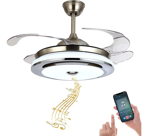 42 Ventilador De Techo Reversible Bluetooth Con Luz Y Altavo