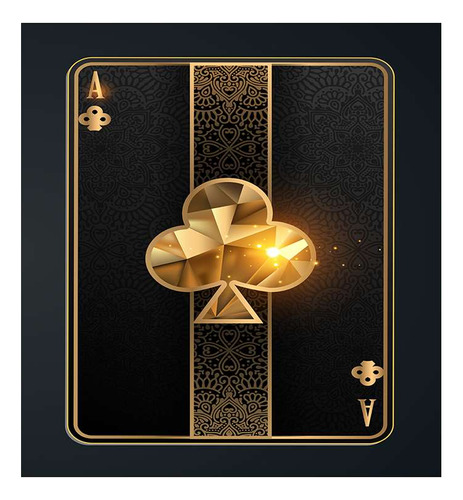 Vinilo 100x100cm Carta Oro Poker Trebol Negro Naipe