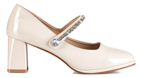 Zapato Mary Jane Mujer Elegante Clásico Charol Perla Weide