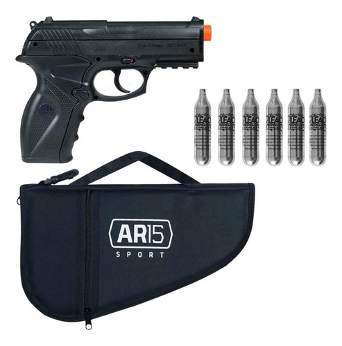 Pistola Co2 Rossi C11 4.5mm + 06 Cilindros Co2 12g + Capa