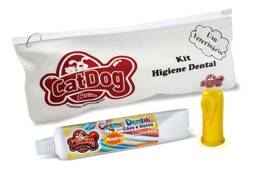 Kit Higiene Bucal Sabor Neutro + Dedeira Catdog