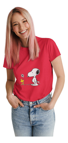 Polera Snoopy Charlie Brown Flor Algodon Estampado