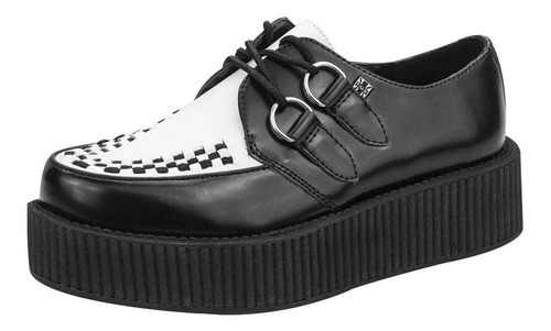 Creepers Blanco Y Negro 100% Piel Tuk A6804 Punk Rockabilly