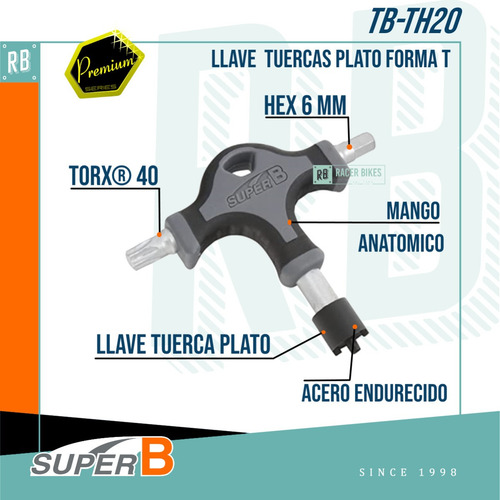 Imagen 2 de 9 de Herramienta Llave Allen 6mm + Torx 40 Super B Tb-th20