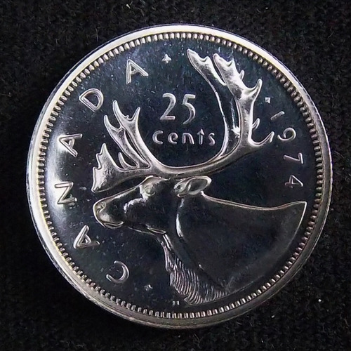 Canadá 25 Cents 1974 Sc Km 62b Animal Alce