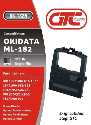 Imagen 2 de 4 de Cinta De Impresora Oki Okidata 182 320