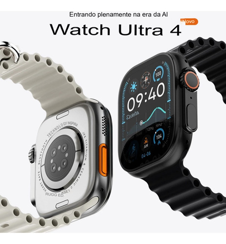 Relógio Smartwatch Ultra 4 Serie 10 Chatgpt Gps Prova Dagua Prateado Branco