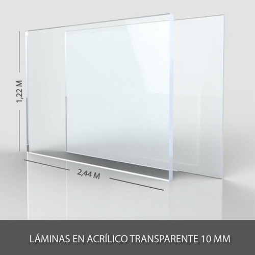 Lamina Acrílica Completa Transparente 10mm 1,22 M X 2,44 M