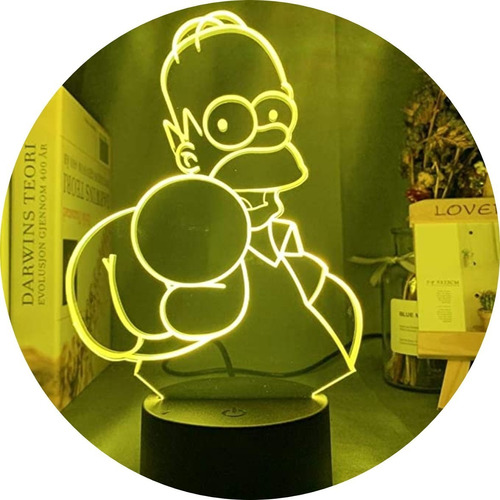 Luz De Noche Led Acrílico Homero Simpson Caricatura Comic 