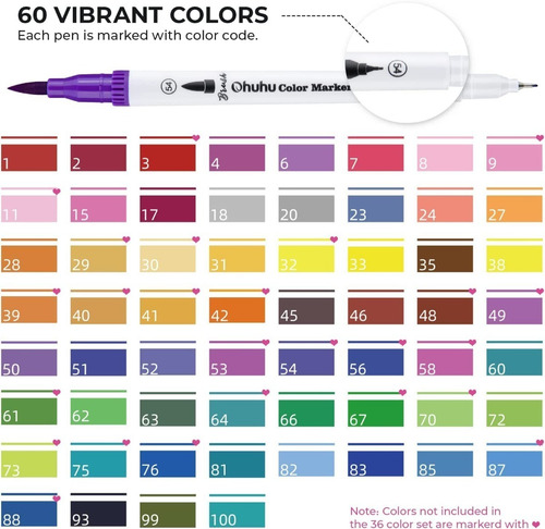 Imagen 2 de 8 de 60 Marcadores Doble Punta Ohuhu Dual Brush Fine Tips