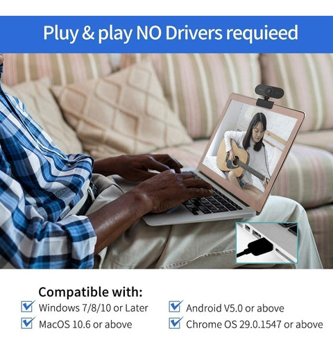 Camara Web Usb 1080p Webcam Con Microfono Para Computadora