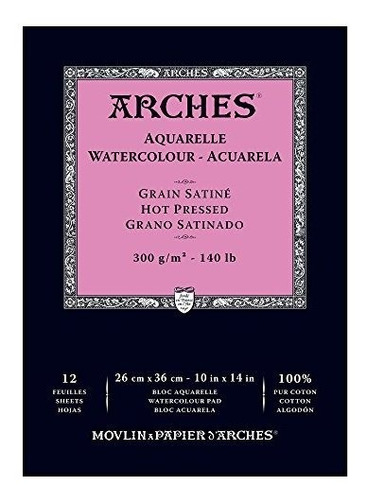 Papel Acuarela Arches 10x14 100% Algodón - 12 Hojas - Pap