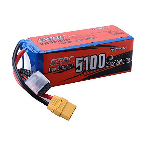 Batería Sunpadow 6s Rc Lipo 22.2v 60c 5100mah Con Conector X