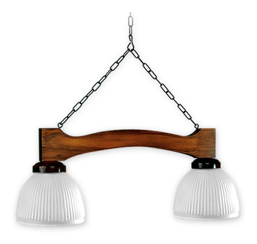 Colgante Lampara Rustica 2 Luces Led En Madera Canas Carilux