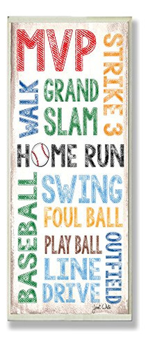 Stupell Home Decor Home Run Baseball Typography Rectangle W