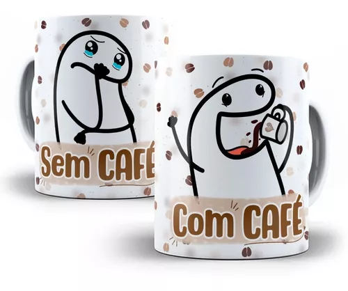 Caneca Meme Flork Boneco Palito Com Café Sem Café