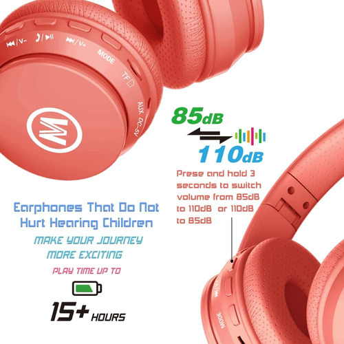 Mokata Headphones Bluetooth Wireless/wired Kids Volume Li Ab