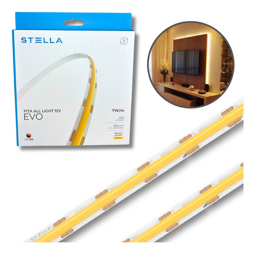 Kit 6x Fita All Light 7w Stella 3000k Irc90 Stl24804/30 Luz Branco-quente