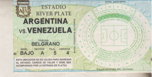 Entrada Eliminatorias  Mundial 1998 * Argentina Vs Venezuela