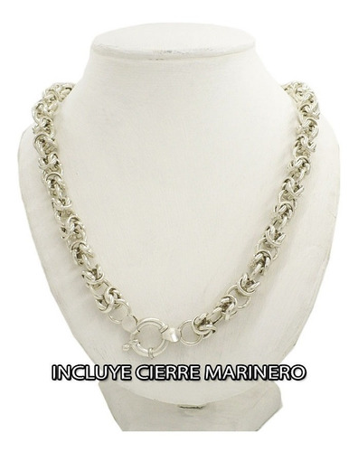 Cadena Plata 925 Mujer Gruesa Punto Peruano Cierre Marinero Color Plateado