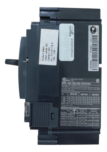 Disjuntor Nsx160f Mic 2.2 100a 3p C16f32d100 - Schneider