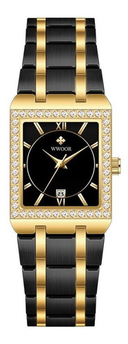 Relojes De Mujer De Pulsera Wwoor Color de la correa Negro Color del fondo Black Golden Black