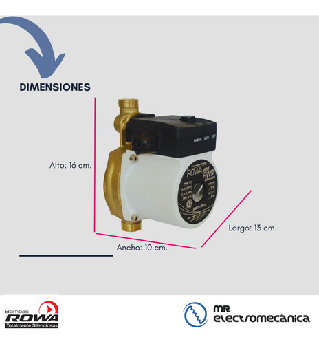 Imagen 5 de 10 de Bomba Rowa Mini Rw9 2 Baños + Ideal Calefón / Termotanque + Frente De Bronce
