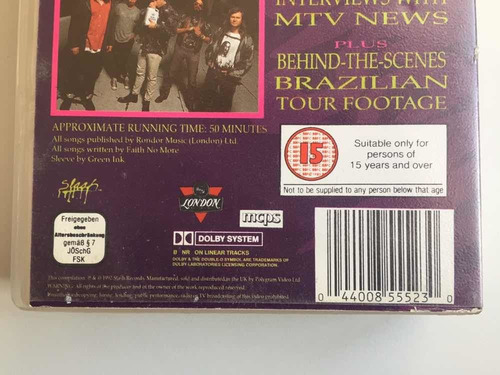 Imagem 4 de 7 de Faith No More Video Croissant Fita Vídeo Vhs Importada Uk