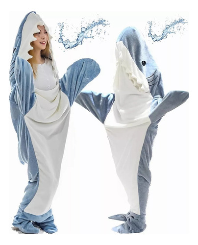 Pijama De Tiburón Con Capucha Para Adultos Y Niños