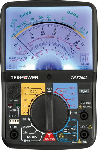 Tekpower Tp8260l Multimetro Analogico Con Luz Trasera, Y Mue