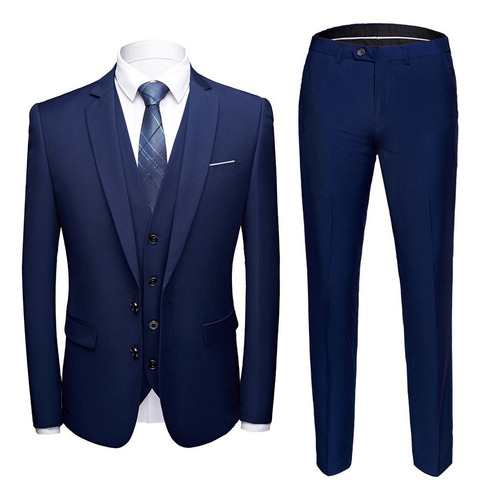 . Terno Oxford Slim Masculino - Calça + Jaqueta + Colete
