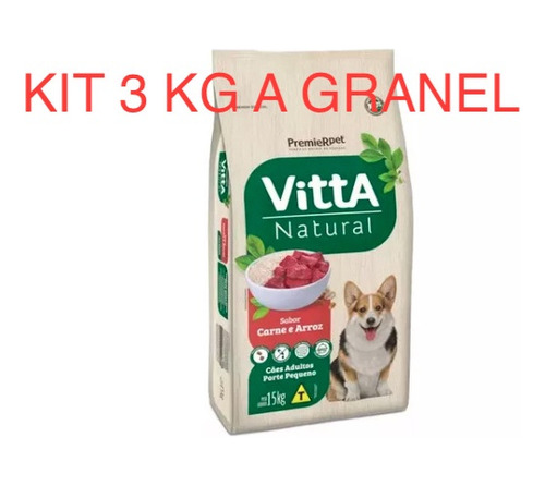 Kit 3 Kg A Granel Vitta Natural Adulto Raça Pequena Carne