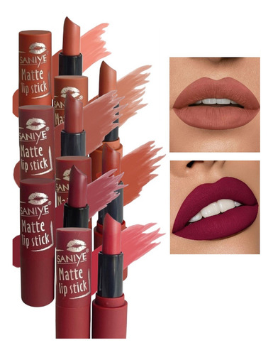 Set 6 Lapices Labiales Efecto Mate Labios Intensos Elegantes