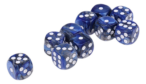D6 Dados De Seis Caras De Puntos Esquina Plata Azul 16mm