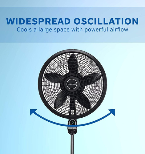 Lasko 1843 Ventilador De Pedestal de 18 pulgadas y 5 aspas