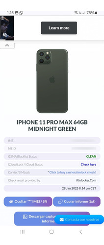 iPhone 11 Pro Max 64 Gb Para Piezas (Usado)