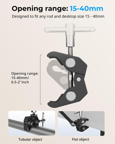 Smallrig Clamp W/ 1/4 And 3/8 Thread And 9.8 Inches Adj...