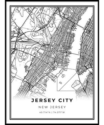 Playeras Para Mujer - Skanndi Jersey City Map Print, New Jer