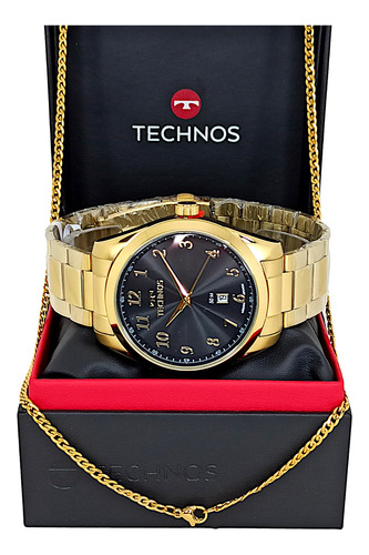 Relógio Technos Dourado Aço Masculino Classic Original Luxo