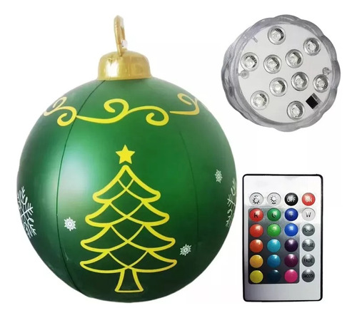 . Decoración De Bola De Navidad Inflable De 60 Cm Con Luz