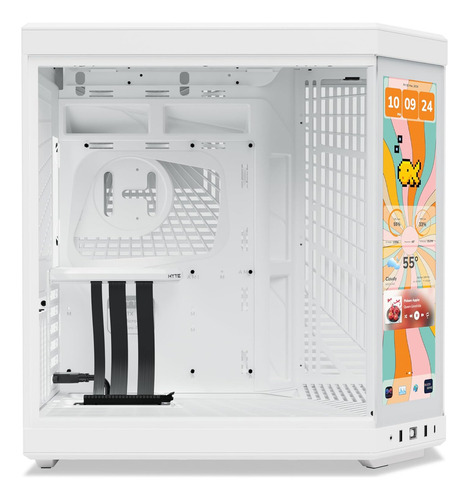 Gabinete de jogos Hyte Y70 Touch Infinite Eatx com USB-c temperado branco