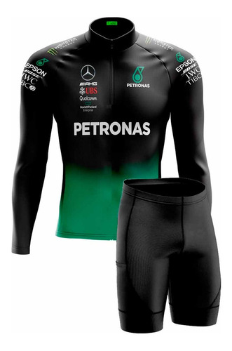 Conjunto Camisa Manga Longa E Bermuda Petronas Bike Ciclismo