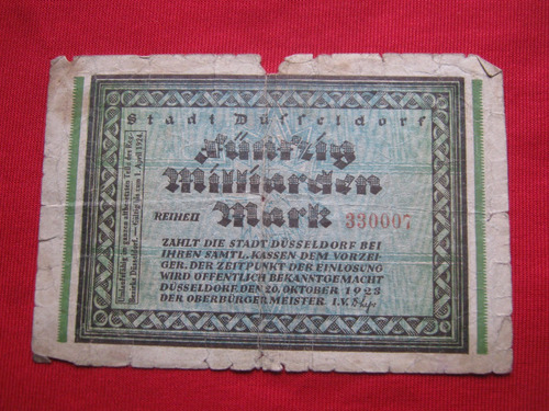 Alemania - Dusseldorf 50 Millardos 1923