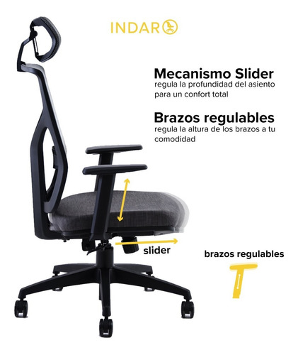 Imagen 2 de 7 de Sillon Gerencial Indar Cool Slider Ergonomico Apoyo Lumbar