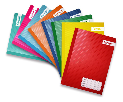 Cuadernos Cosidos Profesional Ferrini Libreta 100h 8 Pack Color Doble Raya