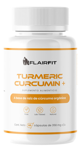 Suplemento En Cápsulas Flairfit® Formulación Premium Extracto Premium Turmeric Cúrcuma, Antioxidante, 60 Cápsulas
