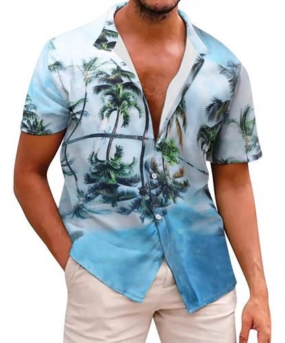 Camiseta De Playa Para Hombre  Camisa De Manga Corta  Casual