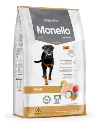 Alimento Para Perro Monello Premium Especial Adulto Raza Grande Pollo Arroz Maíz 15kg 23% Proteína Bruta Bolsa