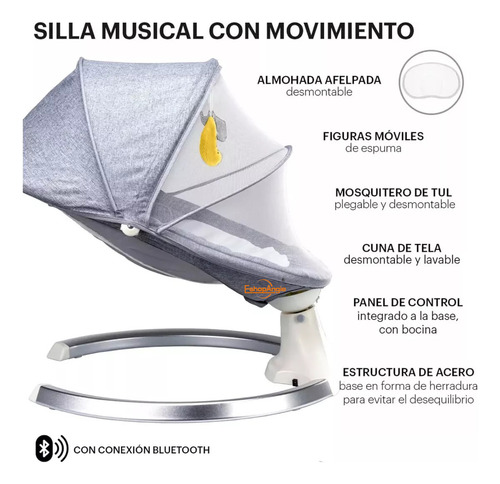 Silla Mecedora Eléctrica Inteligente Para Bebés Multifunción Con Sonido Eshopangie